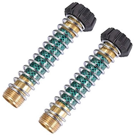 Garden Hose Coiled Spring Protector with Solid Brass Faucet Hoses Coupling Adapter Extension with Comfortable Rubberized Grip 2pcs$$Garden & Patio