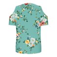 thumbnail image 7 of Women's Summer Trendy Tops Floral Printed Cold Shoulder Tunic Tee Shirt V Neck Short Sleeve Casual Blouses Beach Outfits (M, Green 02), 7 of 7