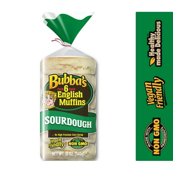 Bubba's Sourdough English Muffins, 12 oz, 6 Count (Pack of 3)