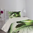 thumbnail image 4 of Ambesonne Abstract Quilted Coverlet 2 Pcs, Abstract Swan Animal, Twin Size, Green Black White, 4 of 5