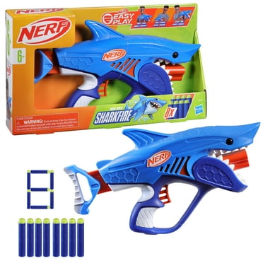Nerf Wild Sharkfire, Easy Play Dart Blaster, 8 Nerf Elite Darts, Ages 6 & Up