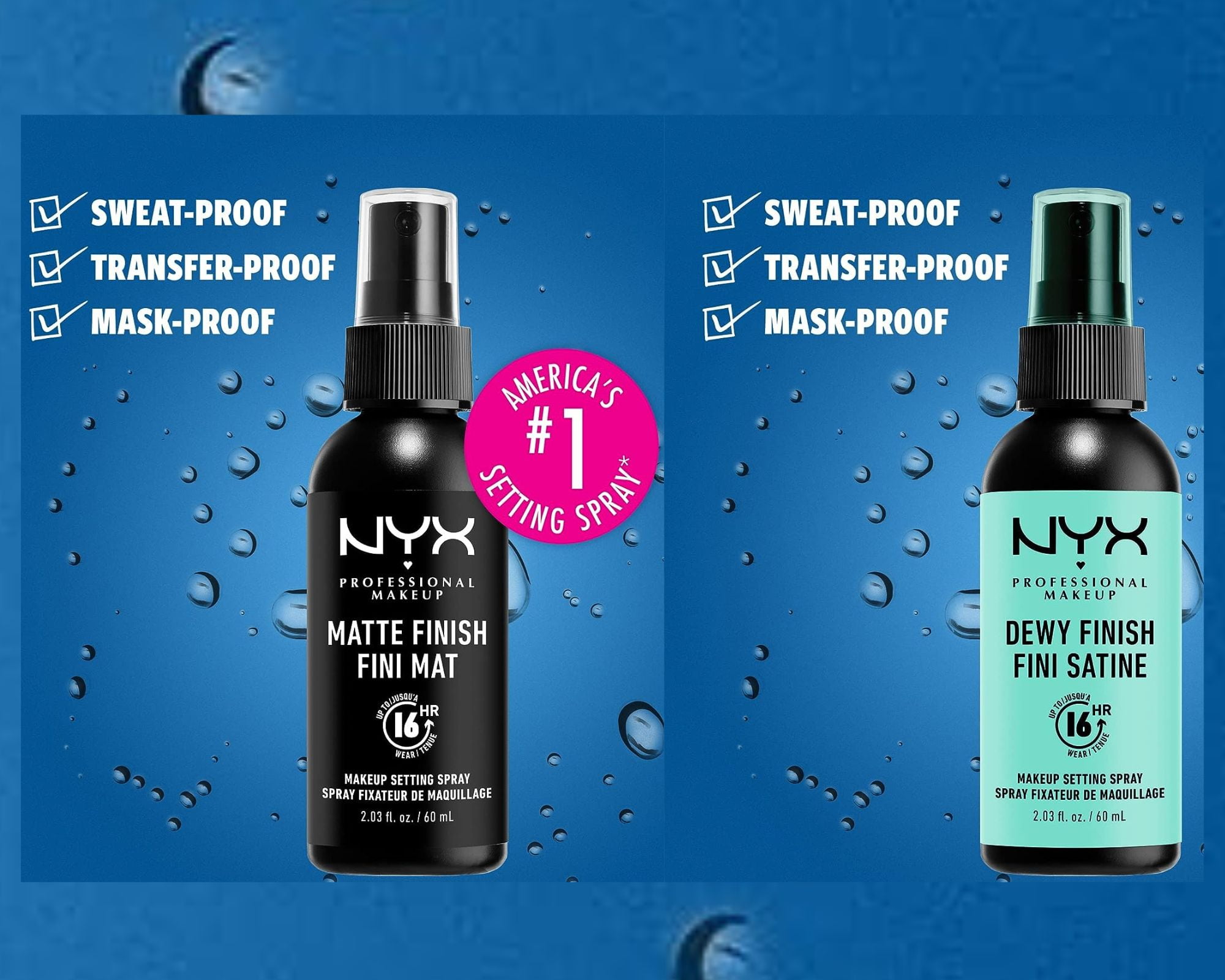 NYX Makeup Setting Spray - Matte Finish & Dewy Finish ( COMBO PACK )