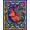 Blue, Pattern 1, variant on ODIKA 4'x6' Machine Washable Non-Slip Area Rug, Folk Art Rooster With Interlocking Starburst And Botanical Detailing High Traffic Rug, Red, 643103