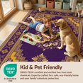 thumbnail image 4 of Design&I 6'x9' Washable Area Rug Purple Repeating Bedside Graphic Detailing Balanced Cuartos Alfombras for Queen Size Bedroom, Under Bed, Sleek Flatweave Pet Friendly, 4 of 7