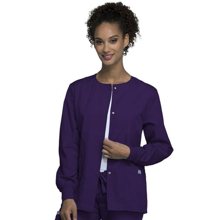 

Cherokee Workwear Prints Women s Scrubs Jacket Snap Front Warm Up 4350