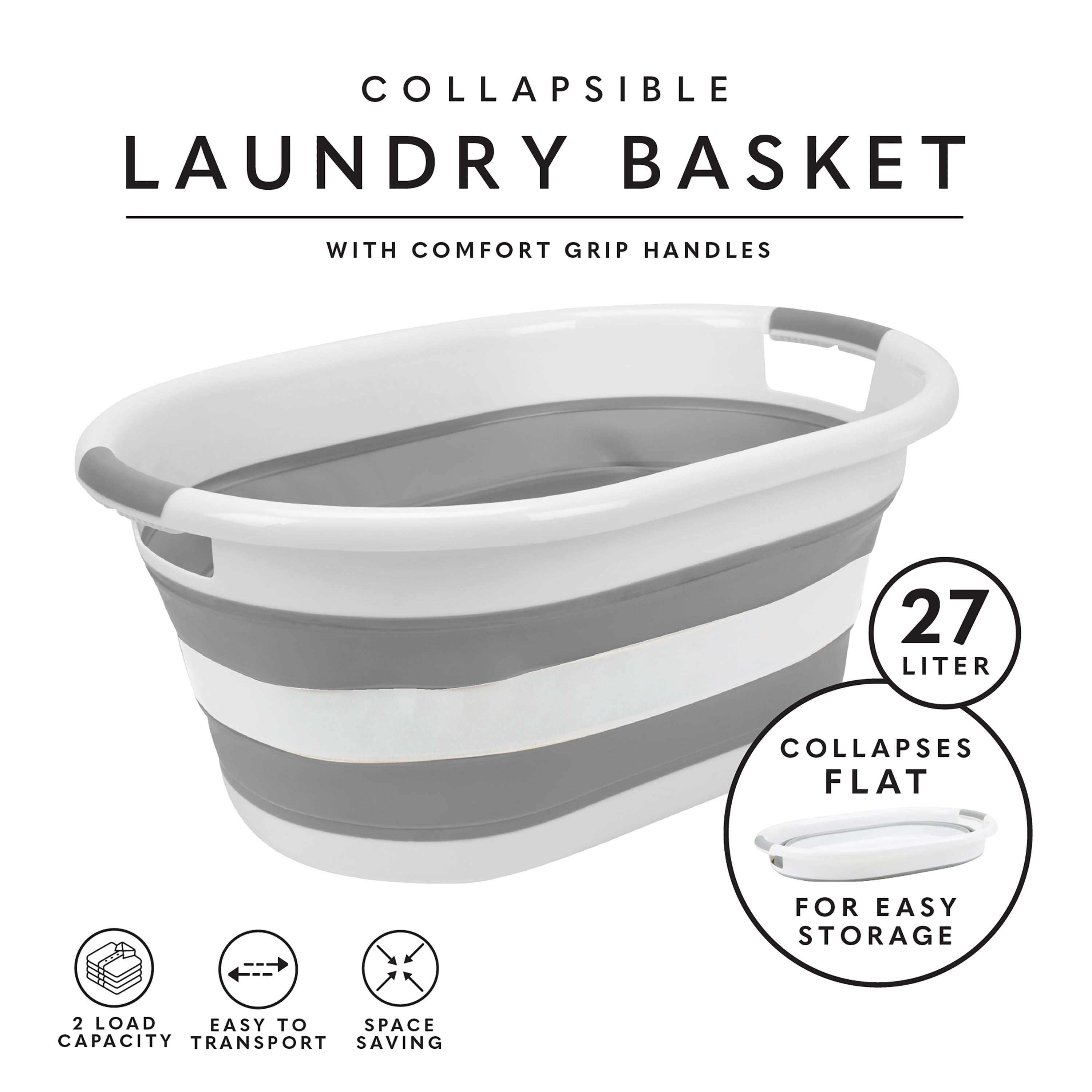 Laundry 360 2Pk Collapsible Plastic Laundry Basket