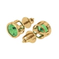 thumbnail image 2 of 1 ct Screw-Back Stud Earrings for Women | 5.0mm Round Cut Simulated Green Diamond | 18K Yellow Gold, 2 of 5