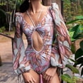 thumbnail image 2 of Traje de baño de bikini con estampado push up sexy, traje de baño de manga larga para mujer, traje de baño para mujer, 2 of 6