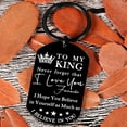 thumbnail image 2 of Anniversary for Him Her Valentine's Day Gifts for Boyfriend Husband To Be Key Chain Gifts for Him Men Hubby Birthday Fiance Groom Wedding Engagement Presents from Girlfriend Wife To My King Keychain, 2 of 7
