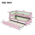 thumbnail image 5 of Twin Size Daybed with Twin Size Trundle, Upholstered Twin Daybed with USB Ports and LED Belt, Linen Fabric Sofa Bed Frame , No Box Spring Needed, Pink, 5 of 9