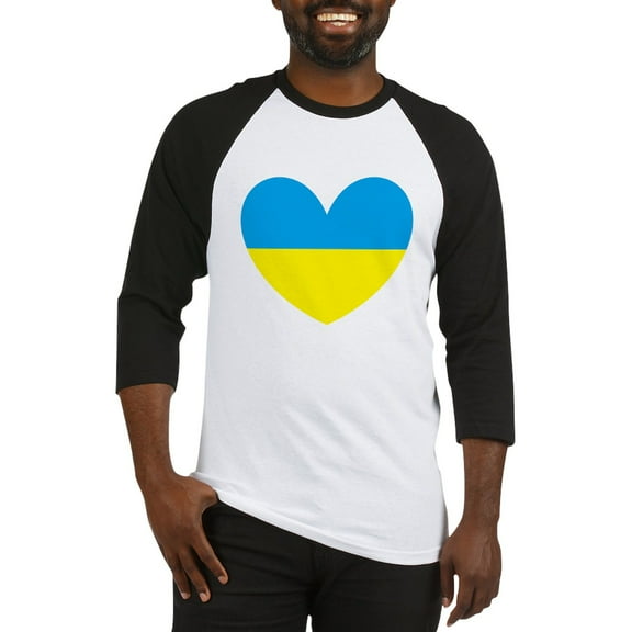 CafePress - I Stand With Ukraine Heart Baseball Jersey - Cotton Baseball Jersey, 3/4 Raglan Sleeve Shirt