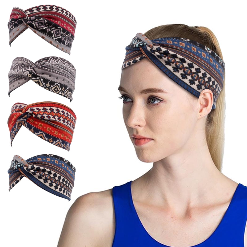 Hippie Mom Gifts Under 20 Dollars Comfortable Hairband Boho Hair Accessories Soft Headband for Women Ponytail Scarf Headband Cotton