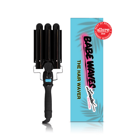 Trademark Beauty Babe Waves Limited Edition Travel Size 1.1  Ceramic Triple Barrel Curling Iron  Ionic  Black