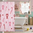 thumbnail image 3 of Manfei Candy Cane Waterproof Shower Curtain 72Wx72L Christmas Bathroom Curtain, Red Green, 3 of 5