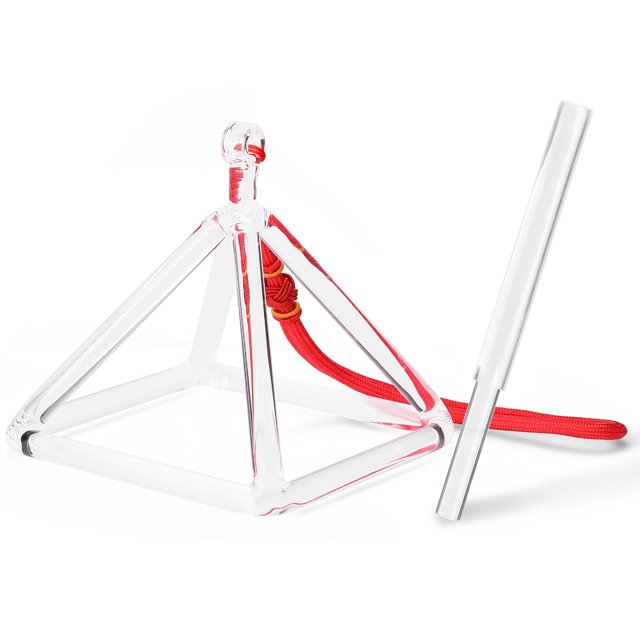 Transparent Crystal Singing Pyramid - 12-inch Sound Healing Instrument for Yoga & Meditation with Deep Resonant Vibrations, Smooth Surface, and Percussion Rod Included