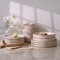 thumbnail image 6 of Famiware Nebula Stoneware Dinnerware Sets, 12-Piece Dish Set, Light Pink with Brown Rim, 6 of 7