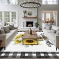 thumbnail image 3 of Summer Sunflower Rose Area Rugs 5x7 ft Country Farm Yellow Flower Leaf Black Plaid Washable Rug Non Slip Indoor Carpet Absorbent Floor Mat for Living Room Bedroom Dining Room, 3 of 9