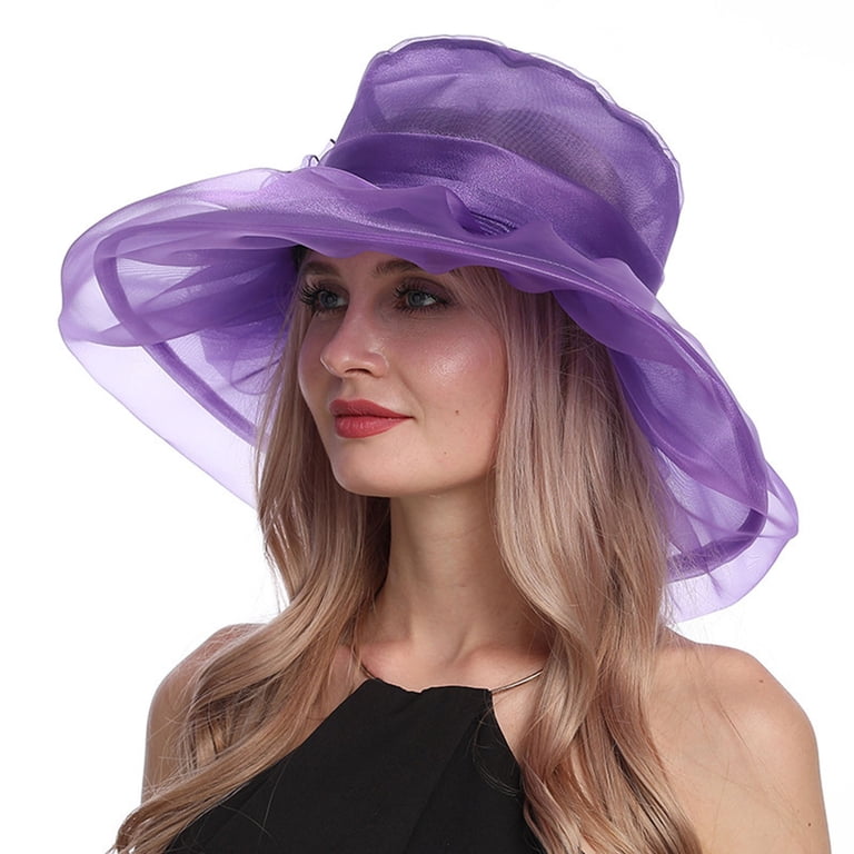 3112 Women Party Church Derby Top Hats Organza Sun Visor Cap Ladies FUNUONY Women Party Church Derby Top Hats Organza Sun Visor  main image 3
