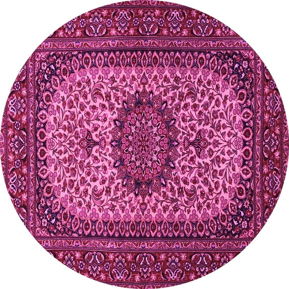 Ahgly Company Indoor Round Medallion Pink Traditional Area Rugs, 6' Round