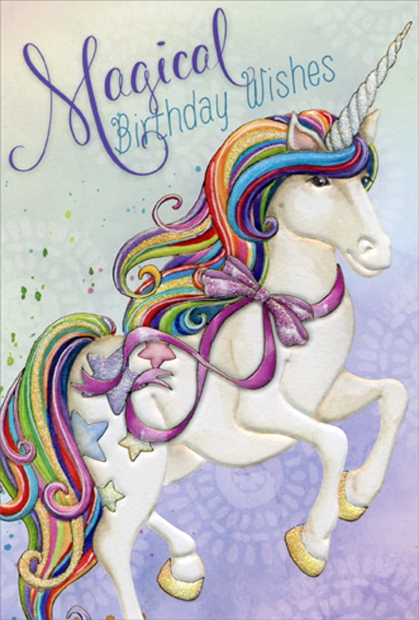 Pictura Magical Wishes Unicorn Nicole Tamarin Juvenile Birthday Card for Girls