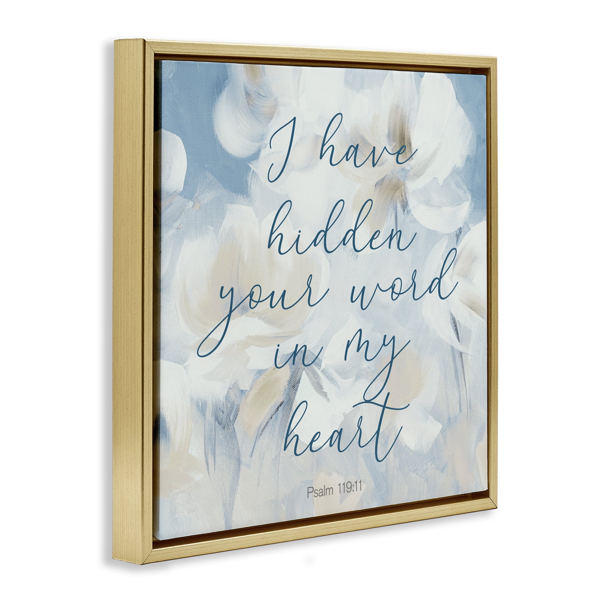 Stupell Industries Hidden Your Word In My Heart Gold Framed Floater Canvas Wall Art, design by Lanie Loreth