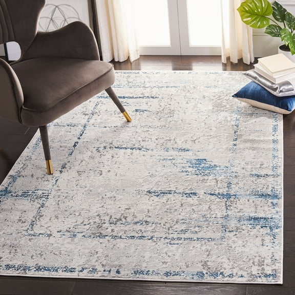 SAFAVIEH Amelia Romeo Abstract Area Rug, Gray/Blue, 6'7" x 6'7" Square