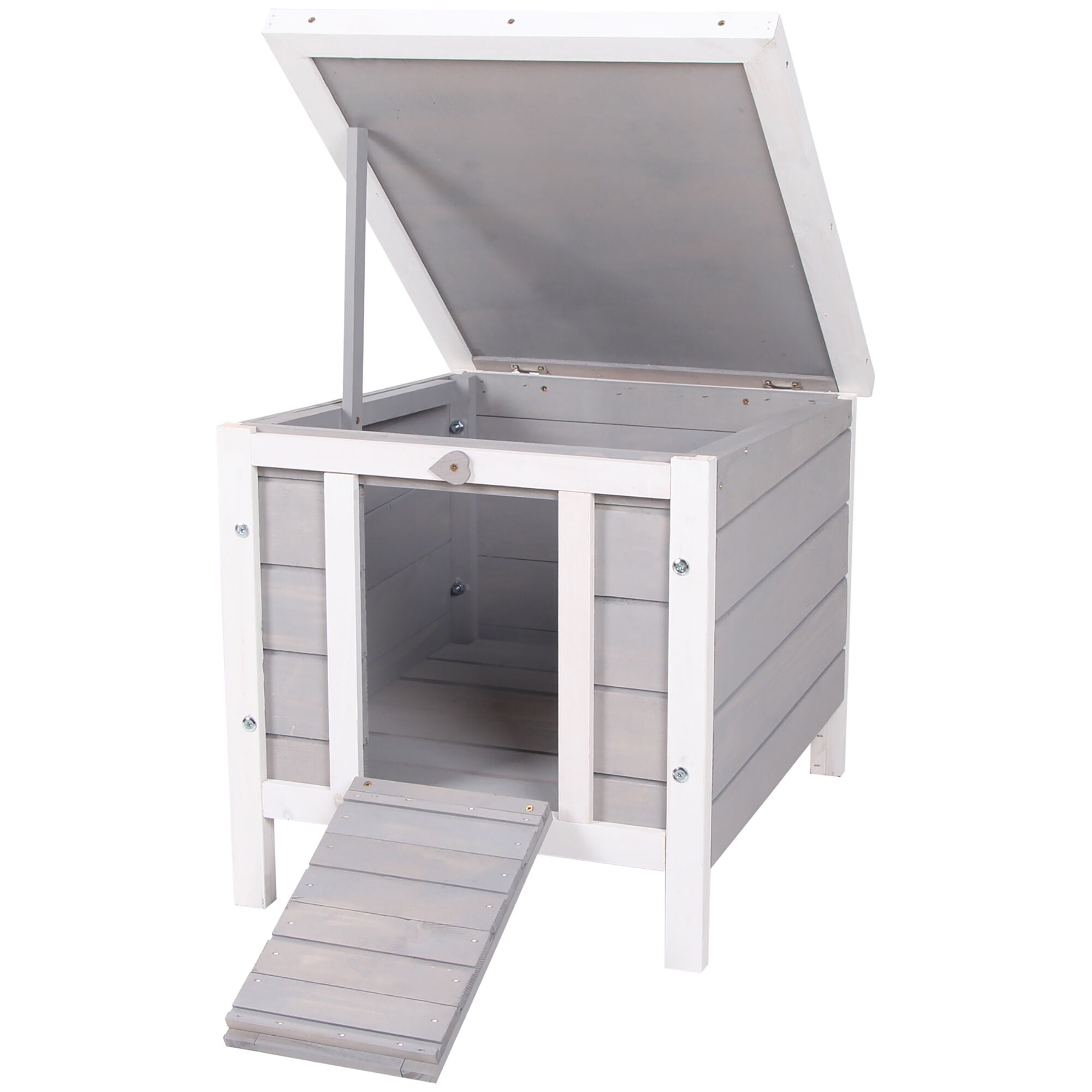 Pet Playpen Small Wooden Rabbit Hutch, Bunny/Guinea Pig Cage, with Openable & Waterproof Roof, Gray, Guinea Pig Cage
