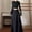 Black, variant on Women's 2 Piece Outfit Fashion Casual Ribbed Knit Long Sleeve Navel Top Maxi Flowy Skirt Matching Set Dresses with High Neckline Jean Skirt plus Long Womens Evening Dresses Petite Summer Dresses with