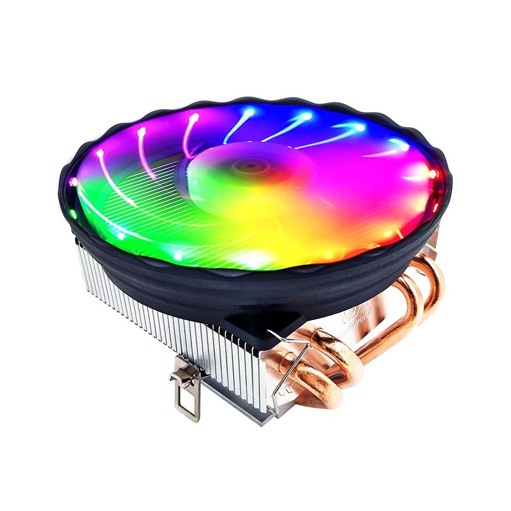 Riwcyla CPU Air Cooler With 4 Copper Heat Pipes Silent Color LED 3Pin Fan Multi-Socket Compatible LGA775 1150 1151 1156 1366 AM2 AM3 AM4 FM1 FM2 Desktop Cooling Replacement