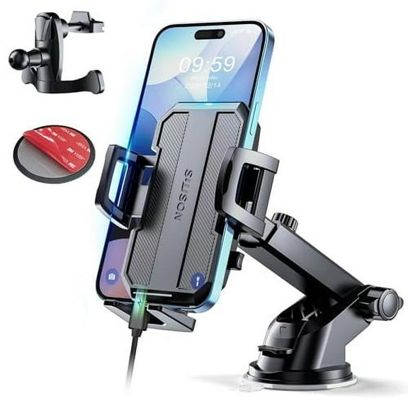 Open Box SUUSON UPGRADED 3-IN-1 CAR PHONE HOLDER MOUNT [POWERFUL SUCTION] PHONE MOUNT