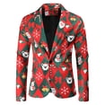 thumbnail image 2 of YODETEY Men'S Suit Christmas Printed Slim Fit Single Breasted Casual Suit Men'S Coat Red 8(XL), 2 of 9