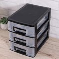 thumbnail image 3 of Three Layer Plastic Drawer Storage Organizer Dresser Organizer Home Dresser (Black and Transparent), 3 of 8