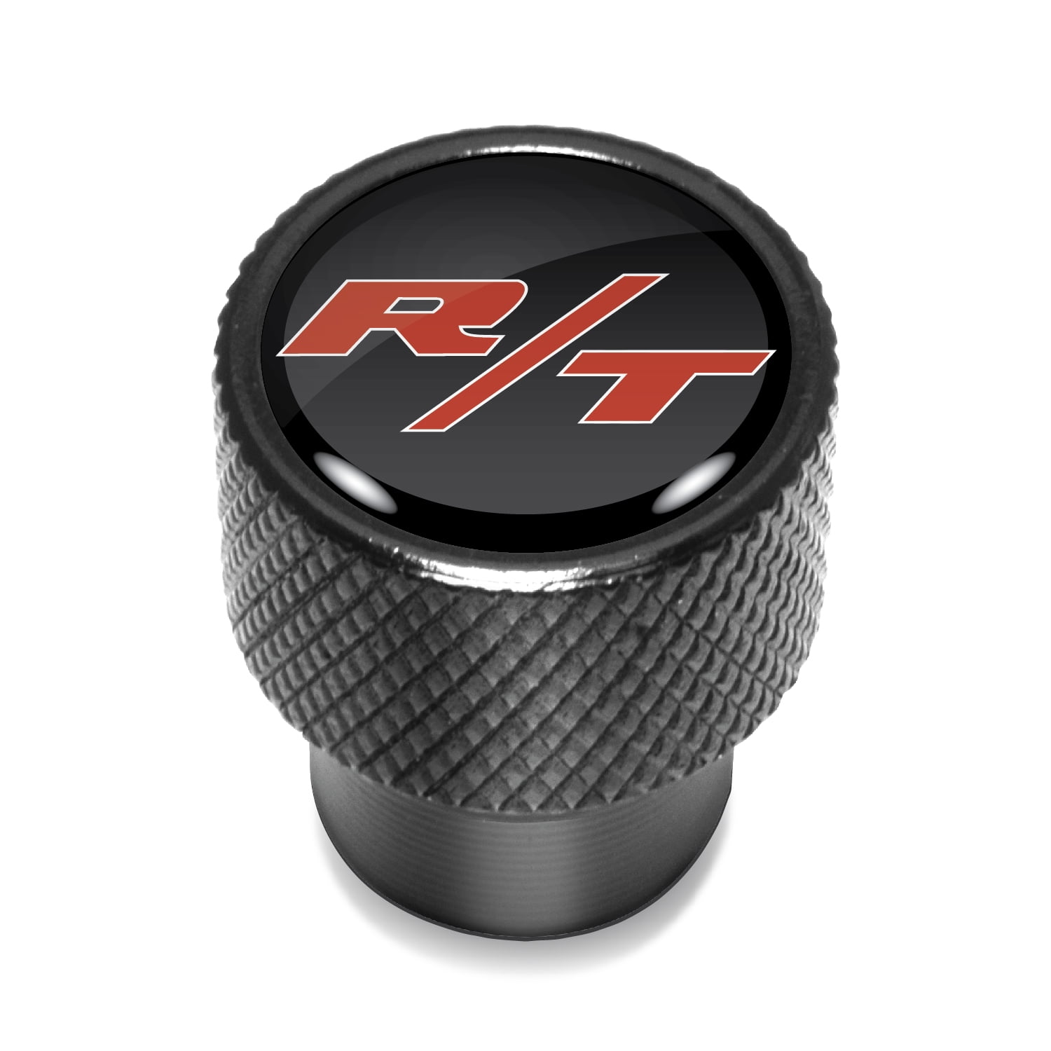 Dodge R/T Logo in Black on Black Aluminum Tire Valve Stem Caps