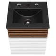 thumbnail image 6 of Wall Mount Sink Vanity Cabinet, White Walnut Black, Wood, Mid Century Hotel Bedroom Bathroom, Modern Contemporary HB33666, 6 of 9