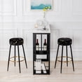 thumbnail image 4 of Duhome Elegant Lifestyle Modern Round Velvet Bronzing Upholstered Bar Stools Set of 2  Black, 4 of 6