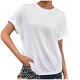 thumbnail image 2 of Ahuyic Womens Plus Size Short-Sleeved Top,Summer Casual Blouse For Women,Women's Fashion Tees Casual Crew Neck Short Sleeve Loose T Shirt Linen Blouses, 2 of 5