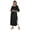 Black, variant on Moomaya Solid Rayon Kurta For Women bell Sleeve Drawstring Neck Long Ethnic Kurti