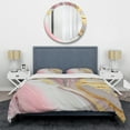 thumbnail image 3 of Designart "Marble Abstraction in Pink and Gold III" Modern Bedding Covert Set - Abstract Marble Pink Abstract Bed Set With 2 Shams, 3 of 6