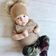 thumbnail image 4 of Kids Baby Autumn Winter Solid Color Warm Knit Hat Large Double Ball Woolen Cap, 4 of 9