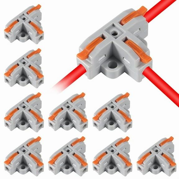 10Pcs Compact Wire Conductor Connector, T-Shape Lever Nut Wire Connector, Quick Splitter 3 Way Electrical Connectors,10Pcs Wire Conductor Connector,As Shown