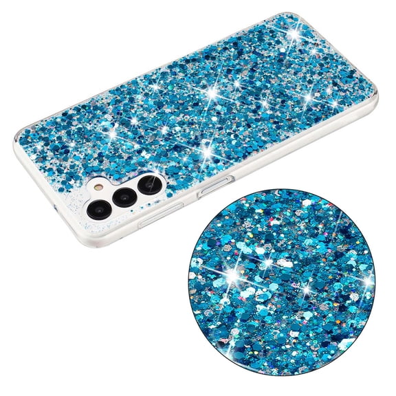 Compatible with Samsung Galaxy S25 Case, Glitter Bling Shockproof Anti-Scratch Anti-fall Ultra Slim Thin Fit Phone Case Cover for Girls Women,Trendy Sparkle Protective Cases,Blue