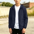 thumbnail image 5 of VEKDONE Big Boys Girls Lightweight Windbreaker Kids Hooded Full Zip Jacket Windproof Outdoor Casual School Active Outerwear Navy,12-13Years, 5 of 8