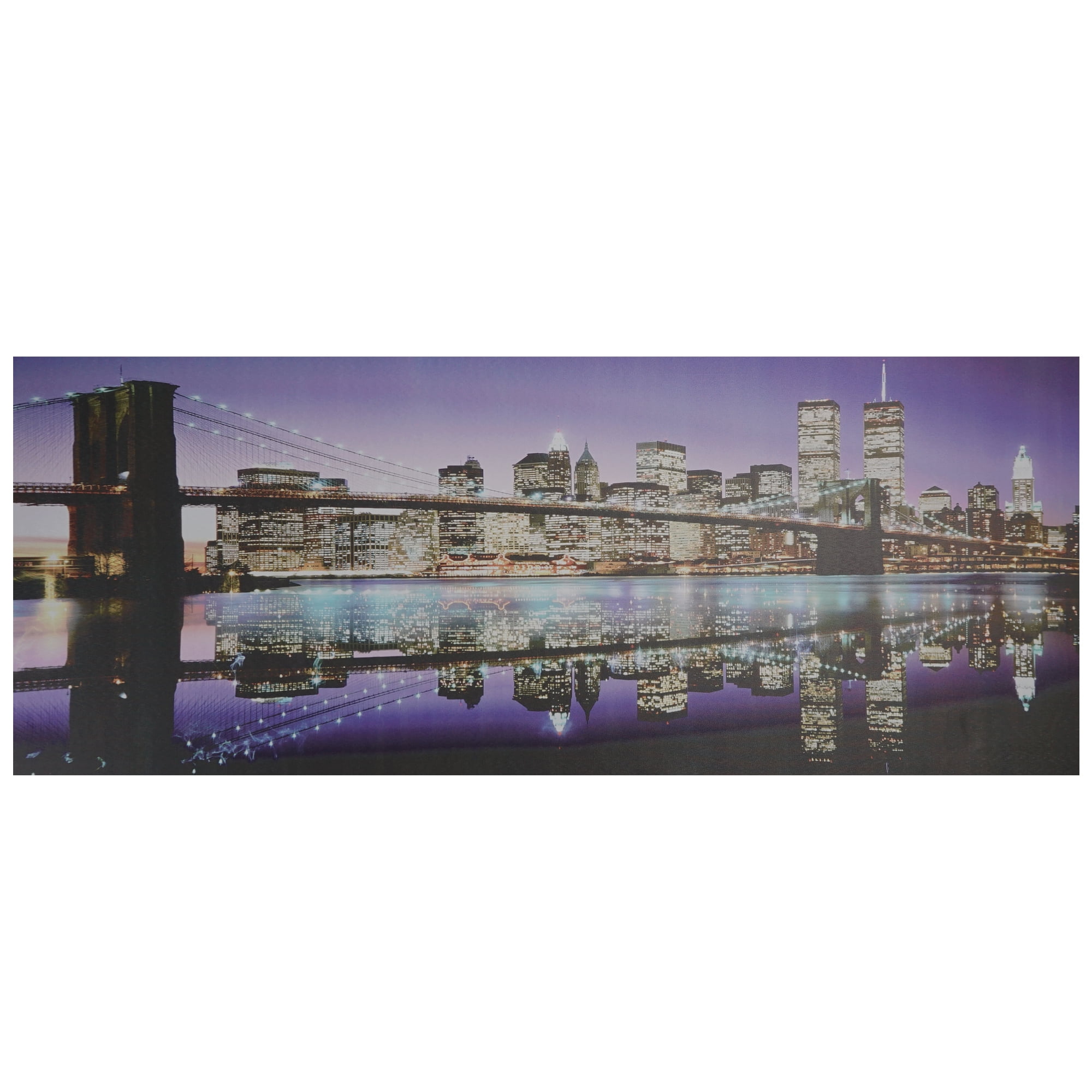 Large Brooklyn Bridge New York Canvas Picture Print With LED Lights 
