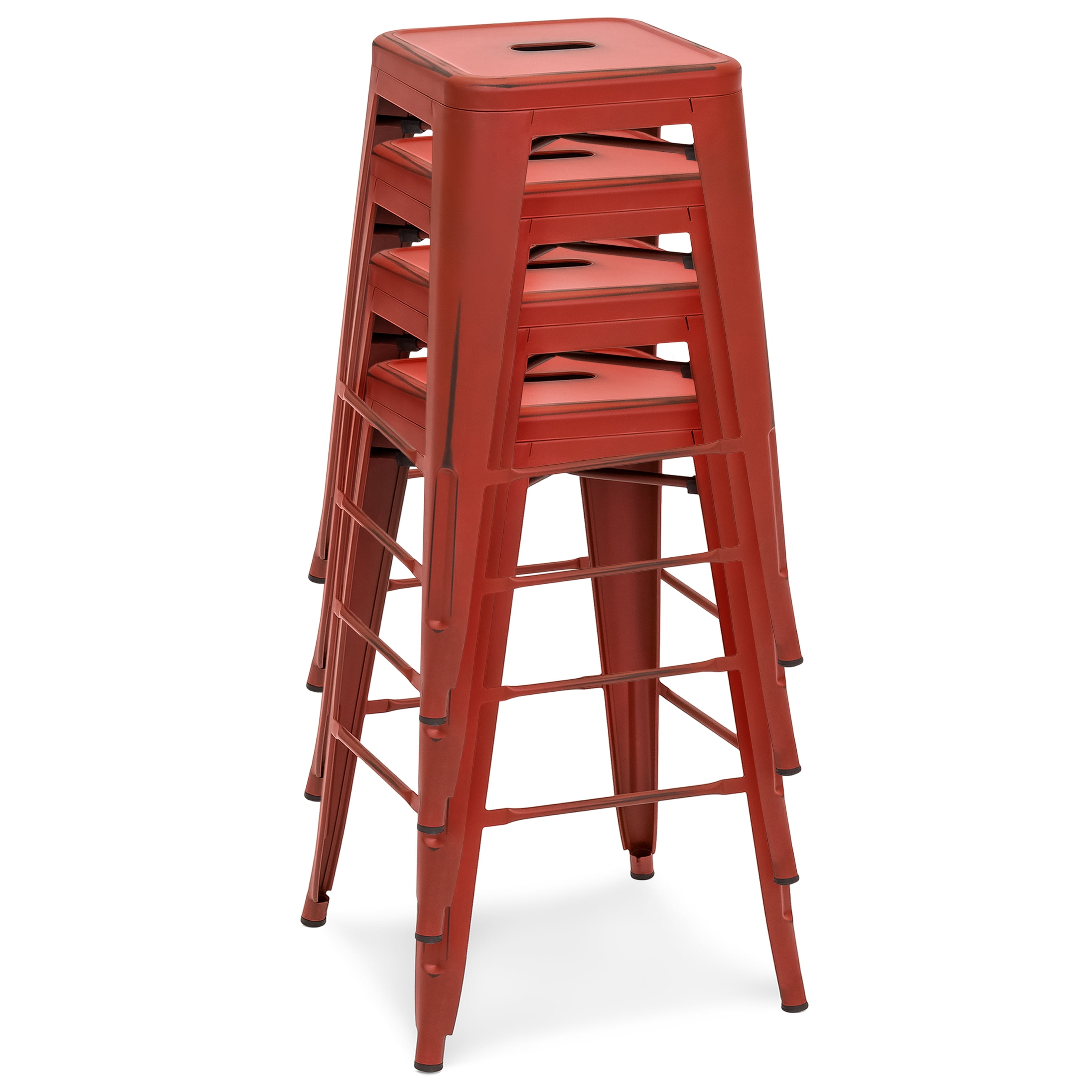Best Choice S 24in Set Of 4 Stackable Modern Best Choice S 24in Set Of 4 Stackable Modern Distressed Metal Counter Height Bar Stools Red Com