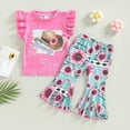 thumbnail image 1 of Esaierr Toddler Girl T-Shirt Printed Short Sleeve Round Neckt-Shirt Top+fashion Printed Bell Bottoms for 12M-4T, 1 of 4