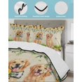 thumbnail image 4 of Quilts Twin Size Bedding Set, Cute Puppy Sunflowers Lightweight Quilted Comforter, Farmhouse Eucalyptus Retro Beige Soft Reversible Bedspread Coverlet with Pillow Covers for All Season, 68" x 86", 4 of 7