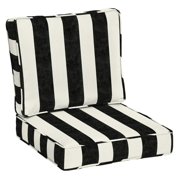 Arden Selections Assorted Onyx Black, Black And White Striped Patio Seat Cushions