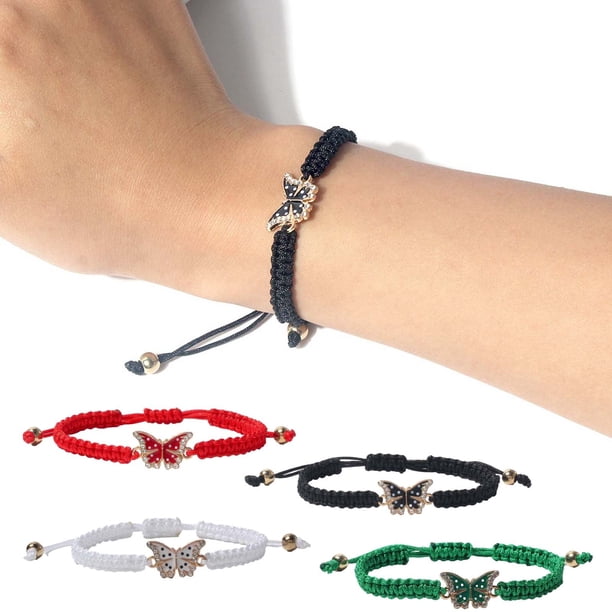 Pulsera de hilo tejido ajustable para mujer - Accesorio suave, colorido y sin desvanecimiento - 12-30 cm de largo