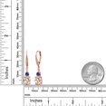 thumbnail image 6 of Gem Stone King 18K Rose Gold Plated Silver Morganite Peach and Blue Created Sapphire Dangle Earrings for Women with Lab Grown Diamond (3.73 Cttw, Oval 9X7MM), 6 of 6