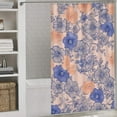 thumbnail image 3 of Peach Background Blue Orange Floral Print Shower Curtains - Bath Shower Curtain Set with 12 Hooks for Adults Kids Bathroom Decor Accessories, 3 of 7